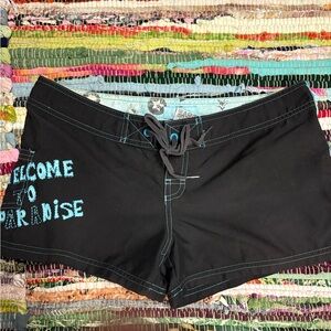 Black Women's Shorts with Blue Accents